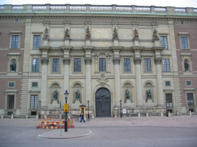Swedish Royal Palace, with one tiny guard